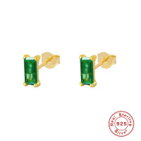 Gold-Plated Emerald Stud Earrings