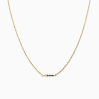 925 Silver Gold Chain Necklace with Multicolor Stones