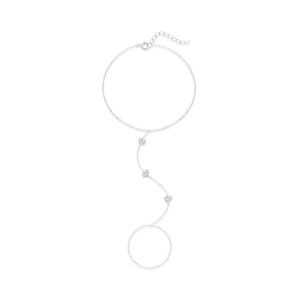 925 Silver Pavé Heart Chain Bracelet