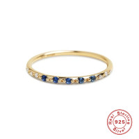 Gold Sapphire Delicate Band Ring