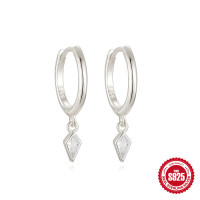 925 Silver Geometric Charm Hoop Earrings