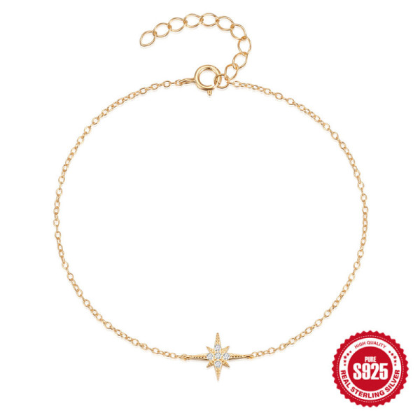 925 Silver Gold Star Chain Bracelet