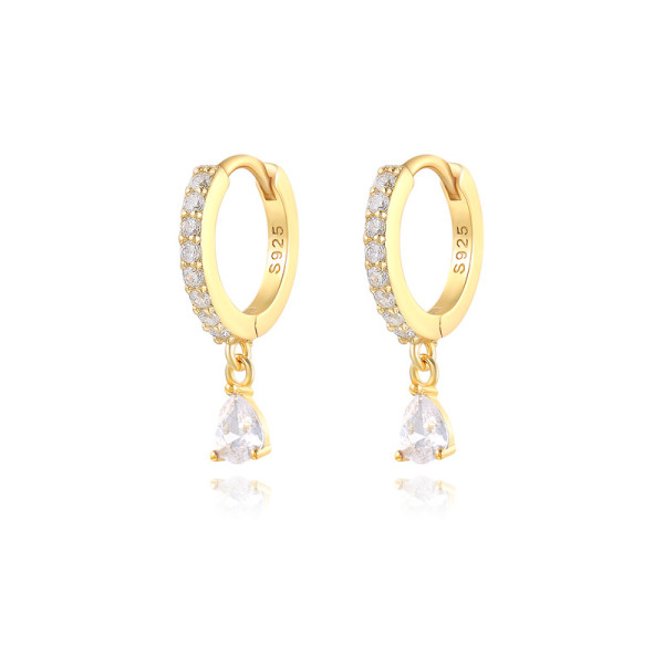 Gold-Plated S925 Pavé Huggie Earrings