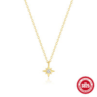 925 Silver Gold-Tone Star Pendant Necklace