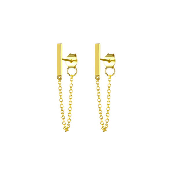 Gold-Tone Minimalist Chain Dangle Earrings