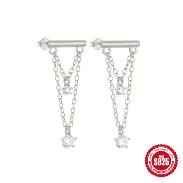 925 Silver Chain Dangle Earrings