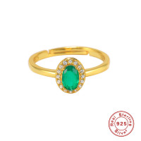 Gold-Finished Emerald Halo Ring