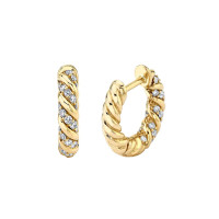 Gold-Plated Twisted Pavé Hoop Earrings