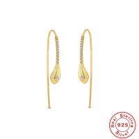 Gold Threader Earrings with Pavé Cubic Zirconia