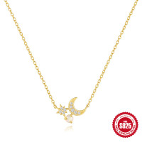 Gold-Tone Moon and Star Pendant Necklace