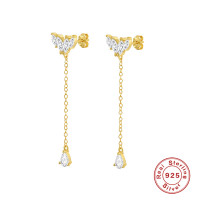 Gold Threader Earrings with Cubic Zirconia