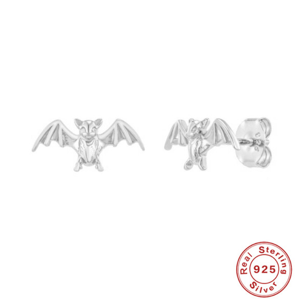 Sterling Silver Bat Stud Earrings