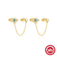 Gold-Tone Evil Eye Chain Earrings