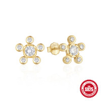 Gold-Tone Geometric Cubic Zirconia Stud Earrings