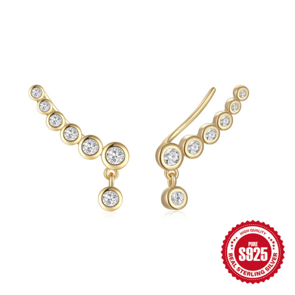 Gold-Tone Cubic Zirconia Ear Climber Earrings