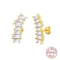 Gold Cubic Zirconia Climber Earrings
