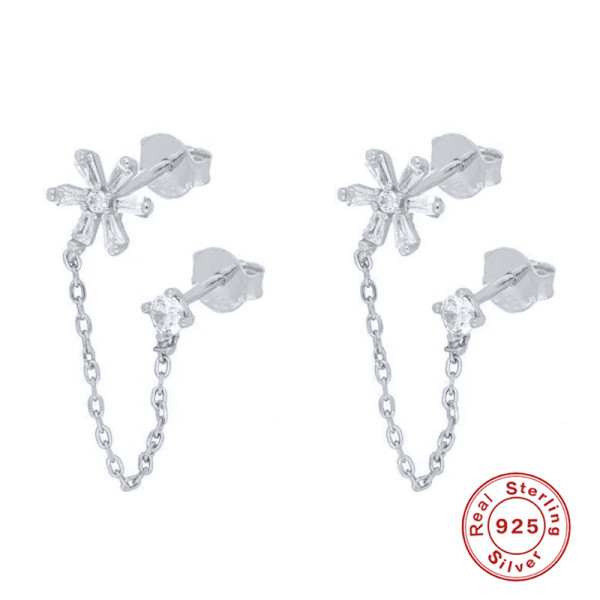 925 Silver Geometric Threader Earrings