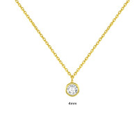 925 Silver Gold Bezel Cubic Zirconia Pendant Necklace