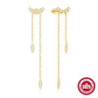 Gold Threader Earrings with Cubic Zirconia