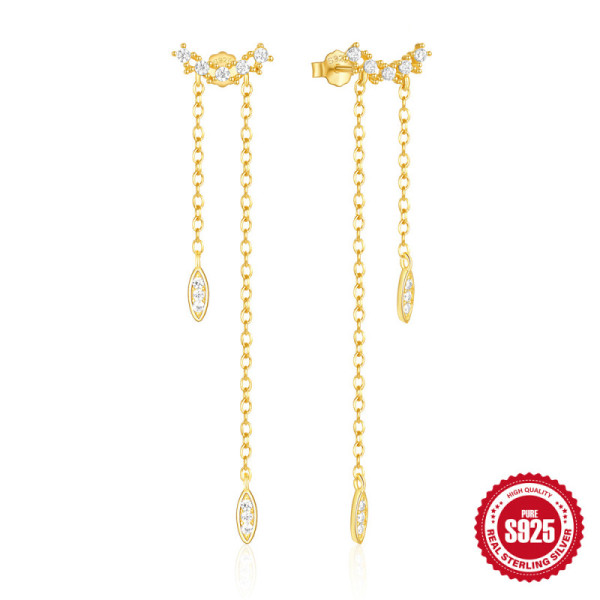 Gold Threader Earrings with Cubic Zirconia
