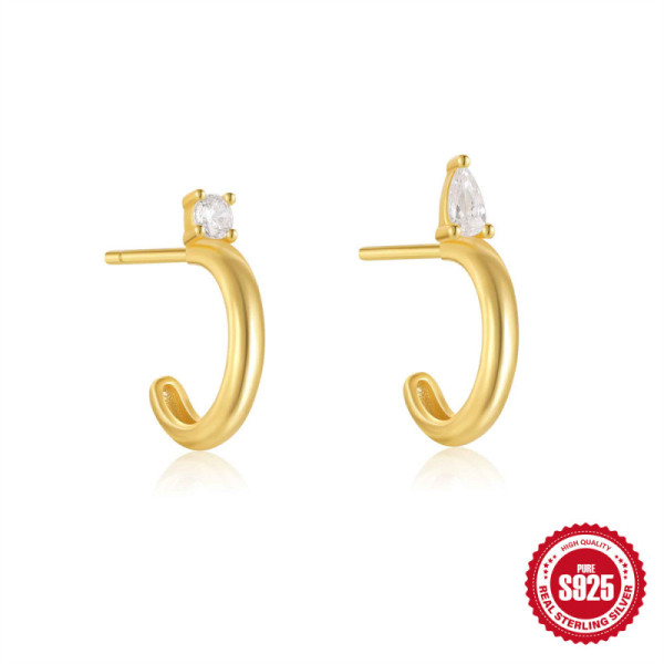 Gold-Plated Cubic Zirconia Small Hoop Earrings