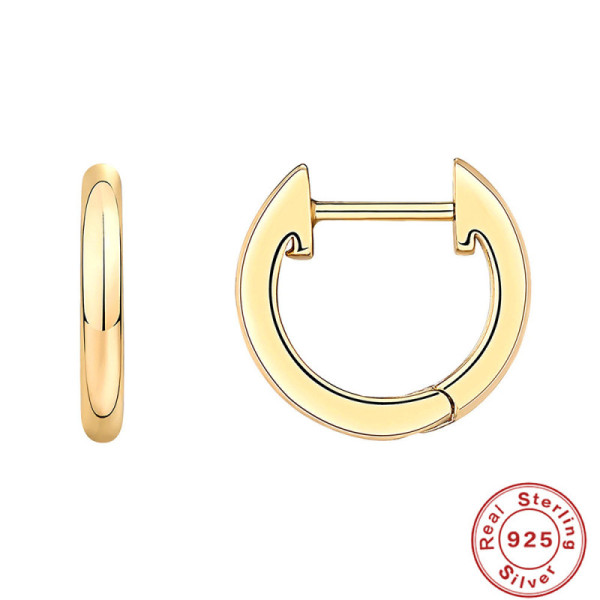 925 Silver Gold-Tone Small Hoop Earrings