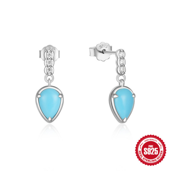 Turquoise Drop Sterling Silver Earrings