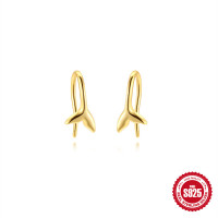 925 Silver Gold-Plated Abstract Stud Earrings