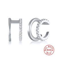 925 Silver Pavé Huggie Hoop Earrings