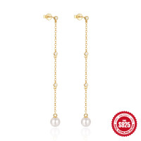 Gold-Tone Pearl Drop Dangle Earrings