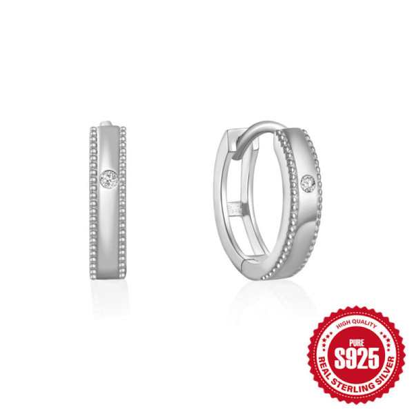 Sterling Silver Cubic Zirconia Huggie Earrings