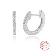 925 Silver Pavé Huggie Earrings with CZ