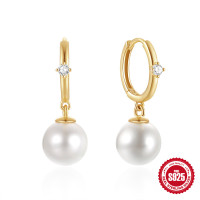Gold-Plated Freshwater Pearl Hoop Earrings