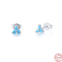 925 Silver Turquoise Geometric Stud Earrings