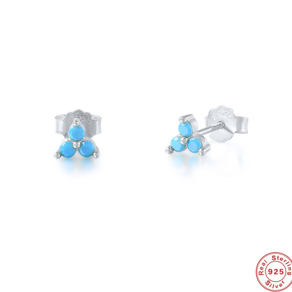 925 Silver Turquoise Geometric Stud Earrings