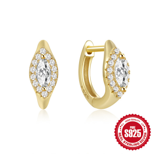 Gold-Plated Cubic Zirconia Huggie Earrings