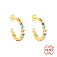 925 Silver Multicolor Gemstone Hoop Earrings