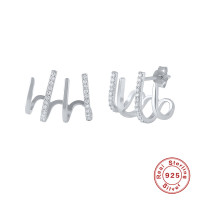 Sterling Silver Pavé Climber Earrings