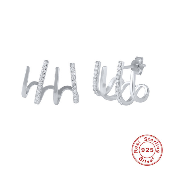 Sterling Silver Pavé Climber Earrings