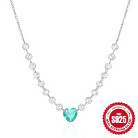 925 Silver Heart Crystal Pendant Necklace