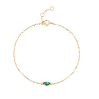 Gold Chain Bracelet with Emerald Stone