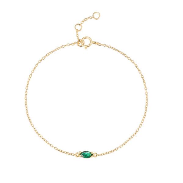 Gold Chain Bracelet with Emerald Stone