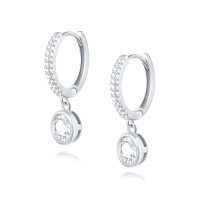 925 Silver Cubic Zirconia Huggie Earrings