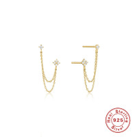 925 Silver Gold-Tone Chain Earrings