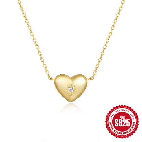 Gold-Finish Heart Pendant Necklace