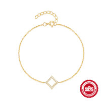 Gold-Finish Pavé Diamond-Shaped Chain Bracelet