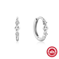 Sterling Silver Geometric Huggie Earrings