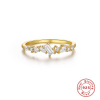 925 Silver Gold-Tone Diamond Band Ring
