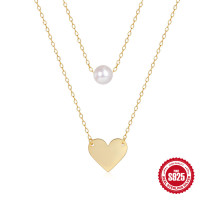 Gold-Plated Heart & Pearl Layered Necklace