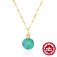 Turquoise Sphere Gold Pendant Necklace